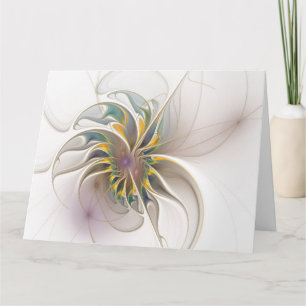 Ein buntes Fraktal-Ornament. Abstrakte Blume Karte