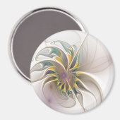 Ein buntes Fraktal-Ornament. Abstrakte Blume Magnet (Vorderseite/Rückseite)