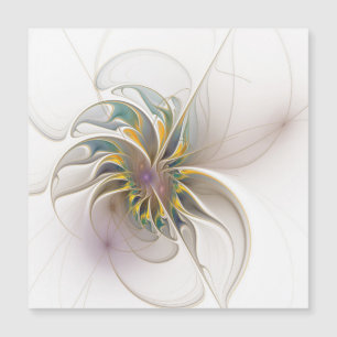 Ein buntes Fraktal-Ornament. Abstrakte Blume Magneteinladung