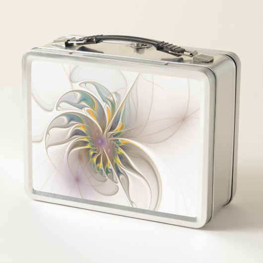 Ein buntes Fraktal-Ornament. Abstrakte Blume Metall Brotdose (Rückseite)