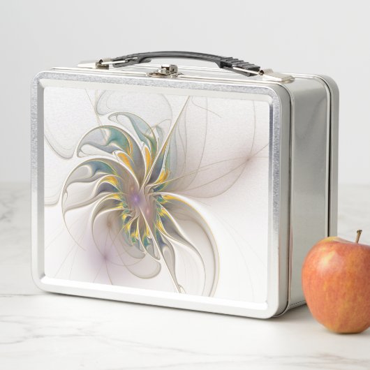 Ein buntes Fraktal-Ornament. Abstrakte Blume Metall Brotdose (Beispiel)