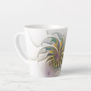 Ein buntes Fraktal-Ornament. Abstrakte Blume Milchtasse