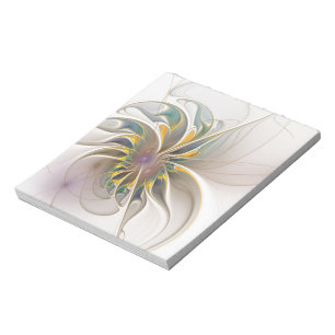 Ein buntes Fraktal-Ornament. Abstrakte Blume Notizblock
