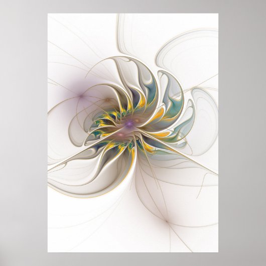 Ein buntes Fraktal-Ornament. Abstrakte Blume Poster (Vorne)