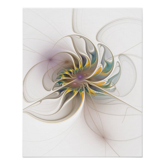 Ein buntes Fraktal-Ornament. Abstrakte Blume Poster (Vorderseite)