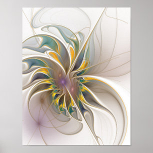 Ein buntes Fraktal-Ornament. Abstrakte Blume Poster