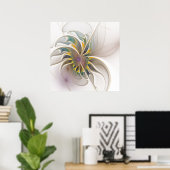 Ein buntes Fraktal-Ornament. Abstrakte Blume Poster (Heimbüro)