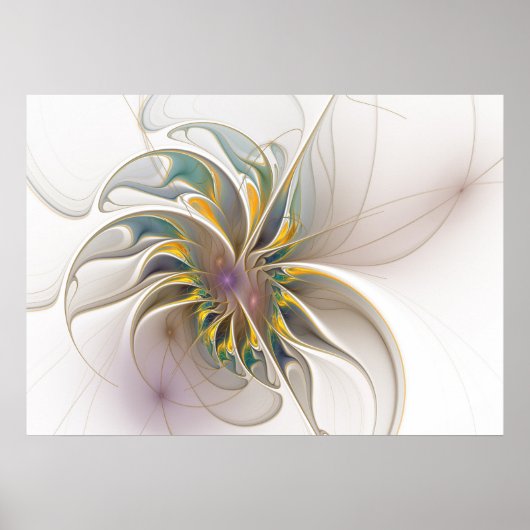 Ein buntes Fraktal-Ornament. Abstrakte Blume Poster (Vorne)