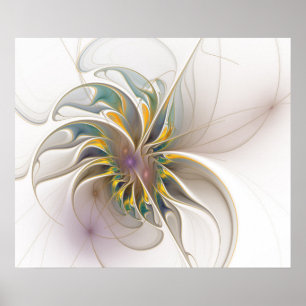 Ein buntes Fraktal-Ornament. Abstrakte Blume Poster