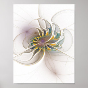 Ein buntes Fraktal-Ornament. Abstrakte Blume Poster