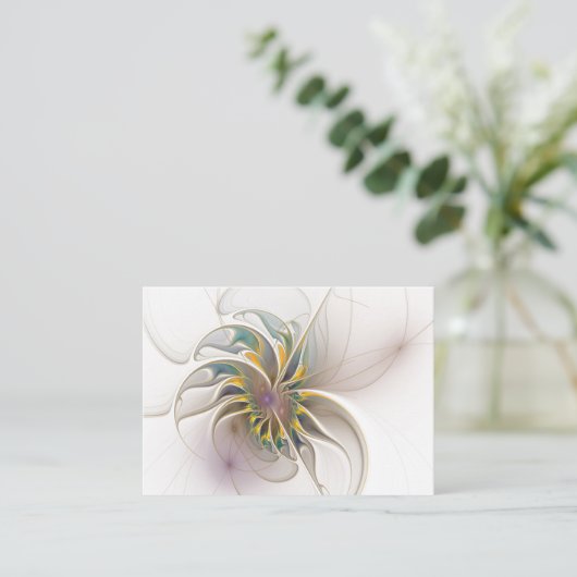 Ein buntes Fraktal-Ornament. Abstrakte Blume Rabattkarte (Stehend Vorderseite)