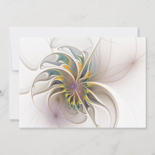 Ein buntes Fraktal-Ornament. Abstrakte Blume Save The Date (Vorderseite)