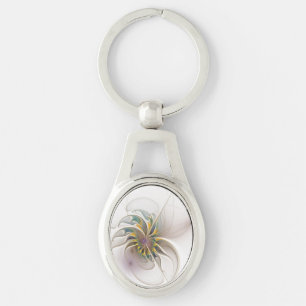 Ein buntes Fraktal-Ornament. Abstrakte Blume Schlüsselanhänger