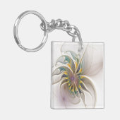 Ein buntes Fraktal-Ornament. Abstrakte Blume Schlüsselanhänger (Vorderseite links)