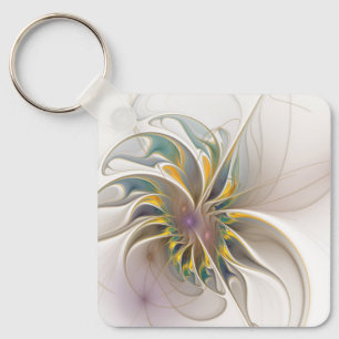 Ein buntes Fraktal-Ornament. Abstrakte Blume Schlüsselanhänger