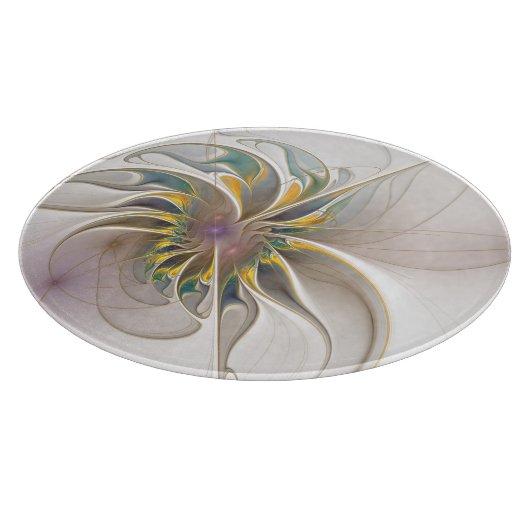 Ein buntes Fraktal-Ornament. Abstrakte Blume Schneidebrett (Ecke)