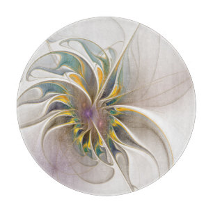 Ein buntes Fraktal-Ornament. Abstrakte Blume Schneidebrett