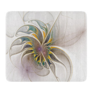 Ein buntes Fraktal-Ornament. Abstrakte Blume Schneidebrett
