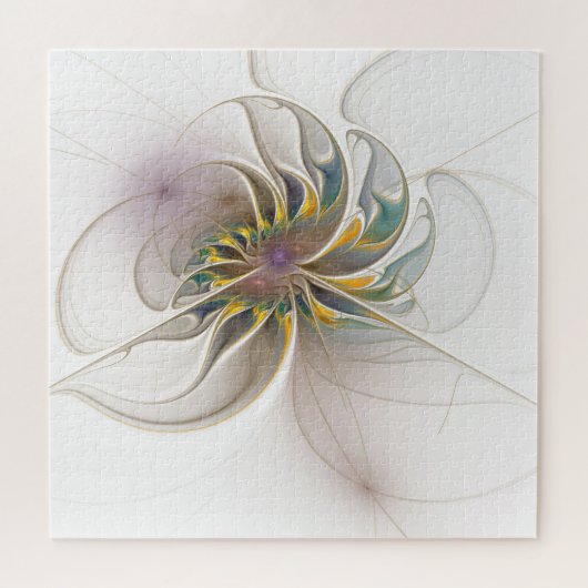 Ein buntes Fraktal-Ornament. ABSTRAKTE BLUME T Puzzle (Horizontal)