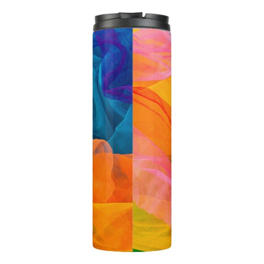 Ein buntes Gewebe. Hintergrund, Farbe, Schiff, f Thermosbecher (Rückseite)