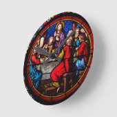 Ein buntes Glasbild des letzten Abendessens Runde Wanduhr (Winkel)