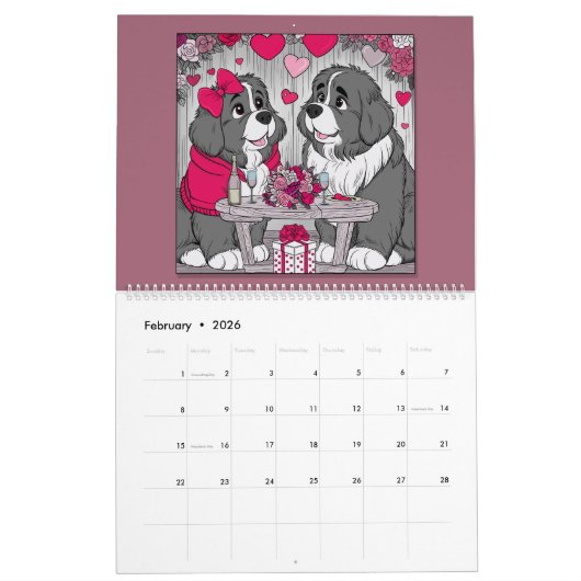 Ein buntes Jahr der Neufundländer Kalender (Feb 2026)