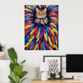 Ein buntes Portrait einer Katze Poster (Heimbüro)