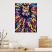 Ein buntes Portrait einer Katze Poster (Küche)