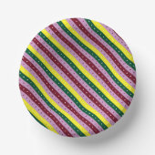 ein buntes Streifen mit Punkten Pappteller (Vorderseite)