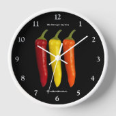 Ein buntes Trio der Banana-Paprikaschoten Wanduhr (Vorderseite)