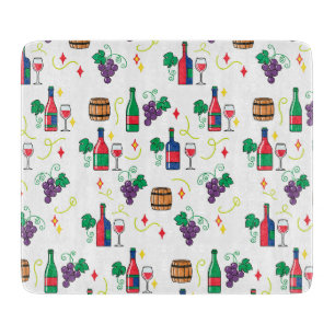 Ein buntes weinbezogenes Muster Schneidebrett