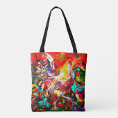 "Ein buntester Morgen-" Hahn und Kolibris Tasche (Rückseite)