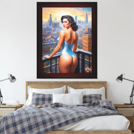 Ein Button nach oben Girl View at Dusk AI Art von  Leinwanddruck