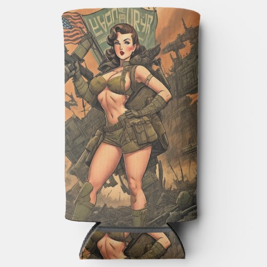 Ein Button-Up-Heldin in einer postapokalyptischen Selters Dosenkühler (Vorderseite)