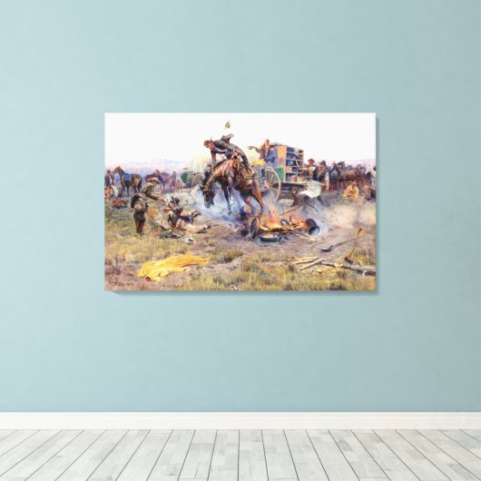 Ein Camp, in dem Koch-Probleme von Charles M. Russ Leinwanddruck (Insitu (Holzboden))