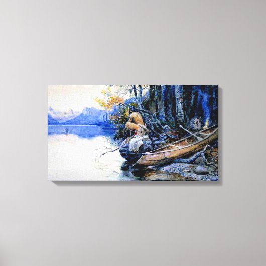 Ein Campingplatz am See von Charles M. Russell Leinwanddruck (Vorderseite)