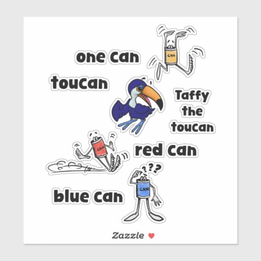 Ein Can Toucan Roter Can Blauer Can Aufkleber (Blatt)