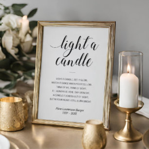 Ein Candle Elegantes Beerdigungsgedicht mit Namen Poster