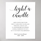 Ein Candle Elegantes Beerdigungsgedicht mit Namen Poster (Vorne)