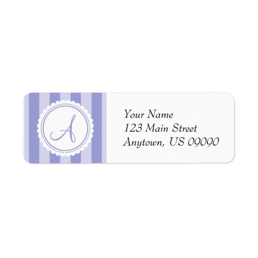 Ein Candy Striper Monogram Address Labels (Lila) (Vorne)