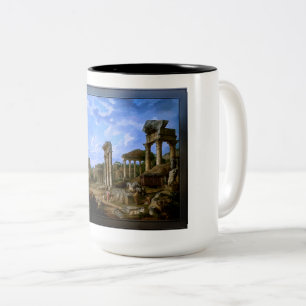 Ein Capriccio des Forum Romanum von Giovanni Panni Zweifarbige Tasse