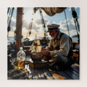 Ein Captain Gebäude ein Schiff in einer Flasche Puzzle (Vertikal)