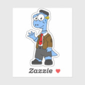 Ein Cartoon Brontosaurier verkleidete sich als Fra Aufkleber (Blatt)