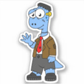 Ein Cartoon Brontosaurier verkleidete sich als Fra Aufkleber (Vorderseite)