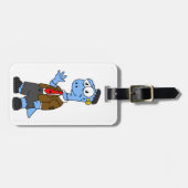 Ein Cartoon Brontosaurier verkleidete sich als Fra Gepäckanhänger (Vorderseite horizontal)