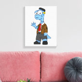Ein Cartoon Brontosaurier verkleidete sich als Fra Leinwanddruck (Insitu (Wohnzimmer))