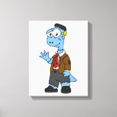 Ein Cartoon Brontosaurier verkleidete sich als Fra Leinwanddruck (Vorderseite)