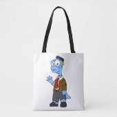 Ein Cartoon Brontosaurier verkleidete sich als Fra Tasche (Vorderseite)