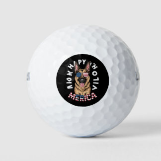 Ein Cartoon Deutscher Hirte in amerikanischen Flag Golfball