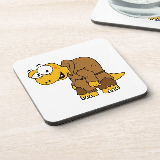 Ein Cartoon Dinosaurier Hunchback. Getränkeuntersetzer (Linke Seite)